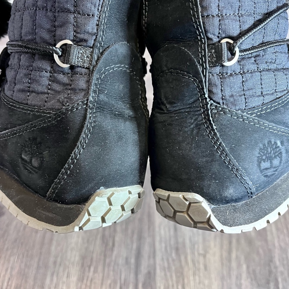 *🎉 HP 🎉Timberland | Black Leather Lace Up Fur Trim Mid-Calf Winter Boots S 7 - Picture 14 of 14
